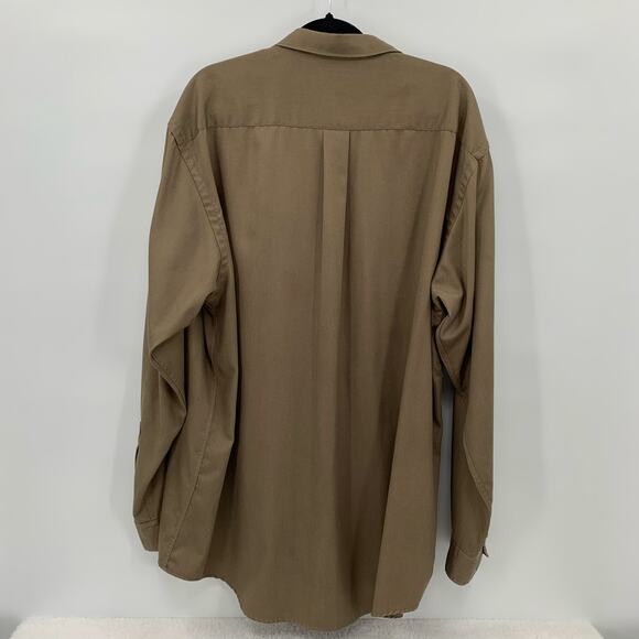 Nautica Mens XXL Button Down Shirt 2XL Long Sleeve Logo Brown Pocket Casual Work - Picture 2 of 11